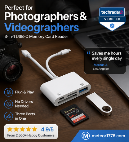 ⏰50% KORTING – LAATSTE KANS⏰ 3-in-1 USB-C Geheugenkaartlezer – SD/TF & USB 3.0, 480 Mbps – Compatibel met iOS 13+, Android, Windows & Linux – Compact & Draagbaar! 🔥