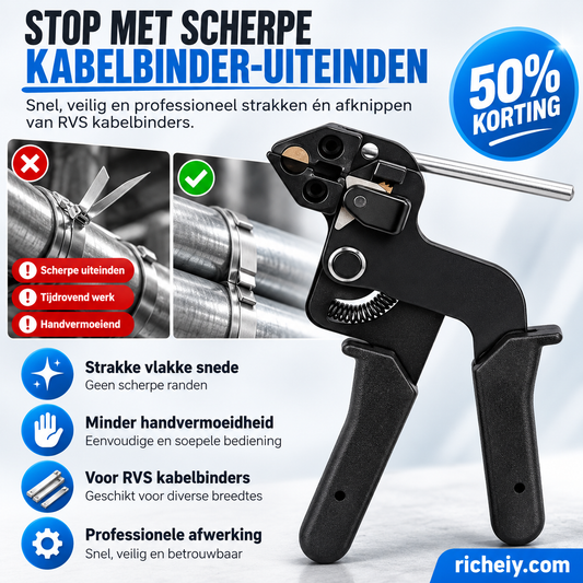 ⏰50% KORTING – LAATSTE KANS⏰ Zware RVS Kabelbindertang – Scherp Snijblad, Ergonomische PVC-Greep – Cr-Mo Staal – Tot 12mm Breed / 0,3mm Dik! 🔥