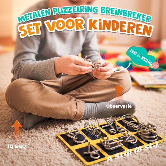 Metallische puzzelringen, acht sets blauw
