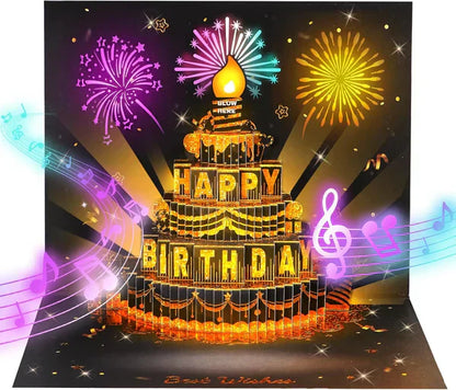 🔥LSAT DAY AANBIEDING 52% KORTING!!🎉3D Pop-Up Muzikale Verjaardagskaart met Lichtjes & Liedje🎵🎂