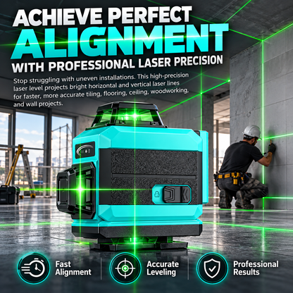 🔥FLASH SALE🔥 Outdoor 360° Laserwaterpas – 4D Multiline, 8/12/16 Lijnen – Zelfnivellerend, Afstandsbediening – Oplaadbare Lithiumbatterij – Voor Tegelwerk & Bouw! 🎯✨