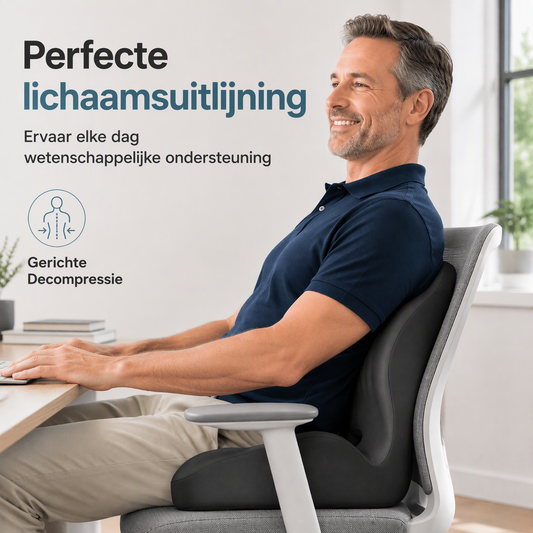🔥50% KORTING!🔥 Ergonomisch Zitkussen van Memory Foam – Met Rugondersteuning, Ademend Ontwerp – Verbetert Houding, Verlicht Rugklachten – Voor Kantoor, Auto & Thuis! 🪑✨