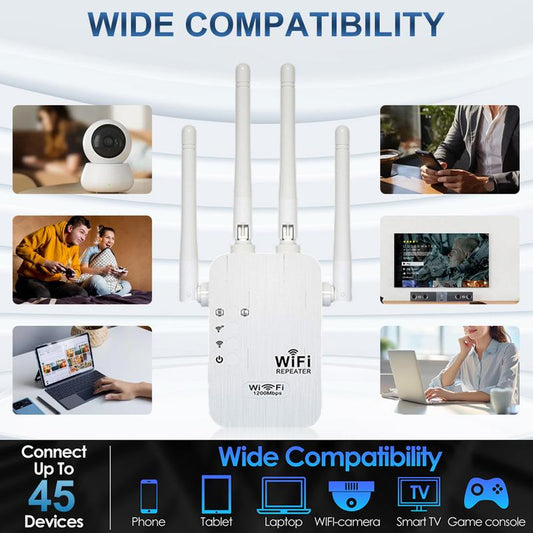 📶WiFi-versterker 2026📶 – 1200 Mbps Dual-Band met 4 Antennes – Ideaal voor het Elimineren van Dode Zones in Huis of Kantoor ⚡