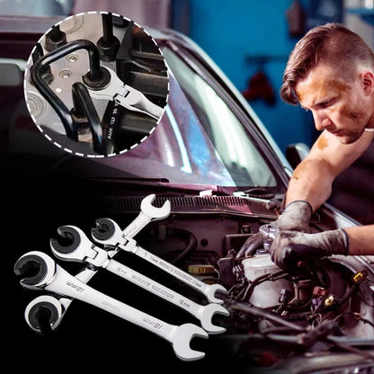 🔥FLASH SALE🔥 Open Buis Ratelsleutel – 2-in-1 Vaste & Flexibele Kop – Duurzaam, Efficiënt – 8mm tot 32mm – Voor Auto, Loodgieterij & Onderhoud! 🔧✨
