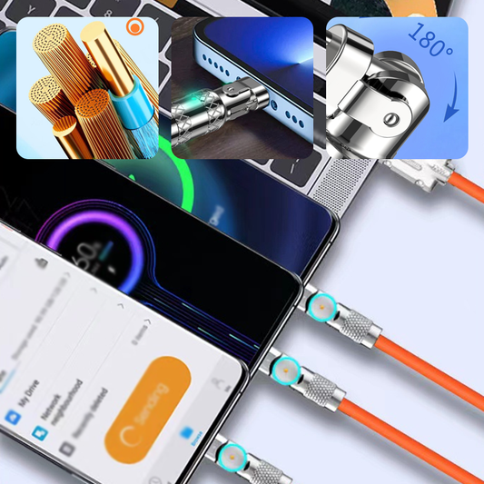 ⌛ Tijdelijk 50% korting🔥 3-in-1 roterende elleboog-datakabel voor snel opladen van 120 W⚡