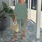 Set damesbroek met print en top met ronde hals
