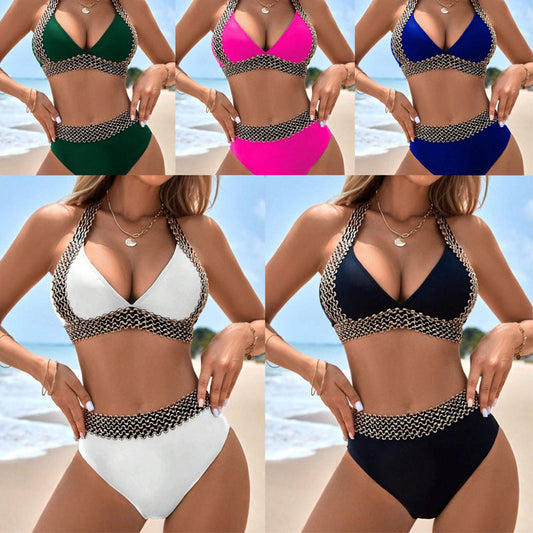 💥Dames Halter-Bikiniset met Striksluiting op de Rug – 2-Delig