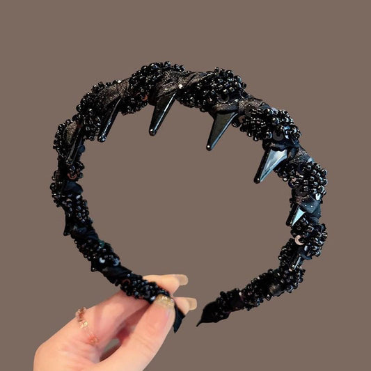Mooie Zwarte Kralen Haarband voor Dagelijks Gebruik