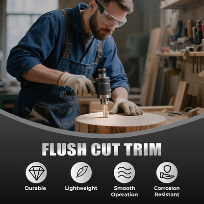 🔥FLASH SALE🔥 Flush Cut Trim Freesbit – Uiterst Precisie Lagerontwerp, YG6-Legering – Snijdt als Boter, Roestwerend – Eén Bit voor Alle Houtsoorten – 4-Delige Set Opties! 🪵✨