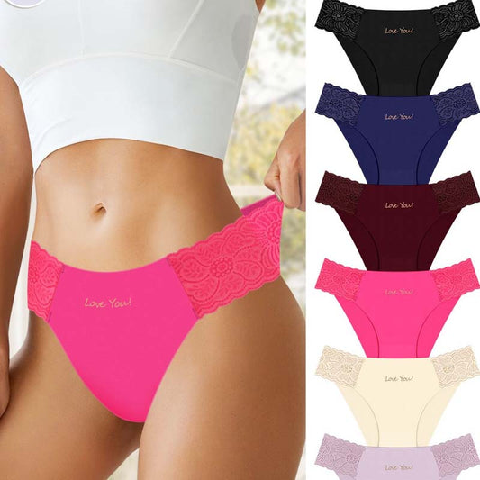 Ademende slip met kanten rand en letterprint voor dames