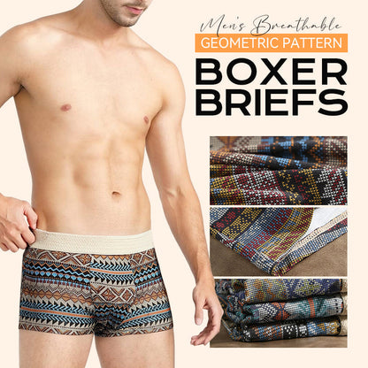 Ademende boxershorts voor heren met geometrisch patroon (1 kopen = 2 gratis)