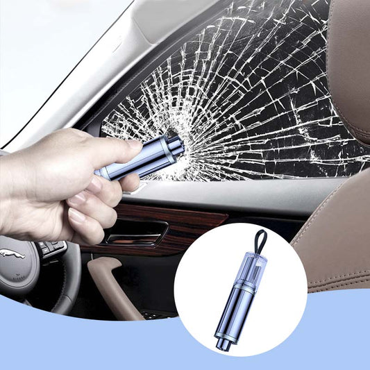 🔥FLASH SALE🔥 Auto Noodhamer & Gordelsnijder – Bliksemsnel Raam Breken, Wolfraamstalen Kop – Verborgen Gordelsnijder – Compact voor Sleutelhanger – Zwart of Rood! 🚗✨