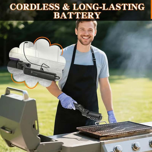 🔥 NU 50% KORTING!🍖 Draadloze elektrische barbecueborstelreiniger – Grondige reiniging, lange steel & oplaadbaar 🔋