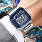 Unisex Vierkante Digitale Horloge met Lichtgevend Display