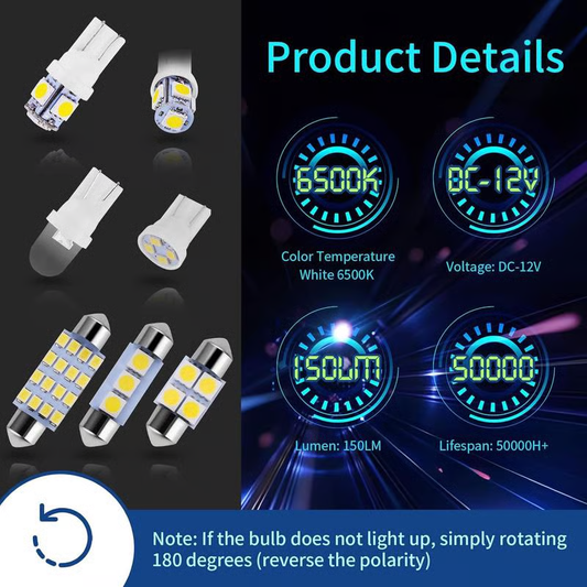 🔥 42-Delige Auto Interieurverlichting Set – Superhelder Wit voor Koepel-, Lees- & Cabinelampen 🚗✨