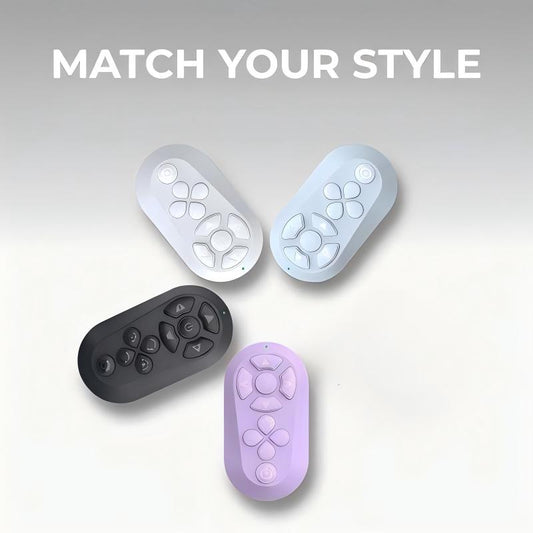 🔥FLASH SALE🔥 Handheld Bluetooth-afstandsbediening – HandsFree Scrollen, Liken & Pauzeren – 10m Bereik, Stille Knoppen – Type-C, 160mAh – Zwart, Wit, Paars of Blauw! 📱✨