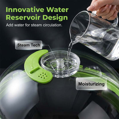 💐50% KORTING!✨ Spatvrije Magnetrondeksel met Waterreservoir – Voorkomt Rommel, Houdt Eten Vochtig – Ergonomisch Zijhandvat – Past op 99% van Magnetrons – Groen of Rood! 🧽