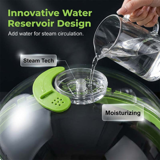 💐50% KORTING!✨ Spatvrije Magnetrondeksel met Waterreservoir – Voorkomt Rommel, Houdt Eten Vochtig – Ergonomisch Zijhandvat – Past op 99% van Magnetrons – Groen of Rood! 🧽
