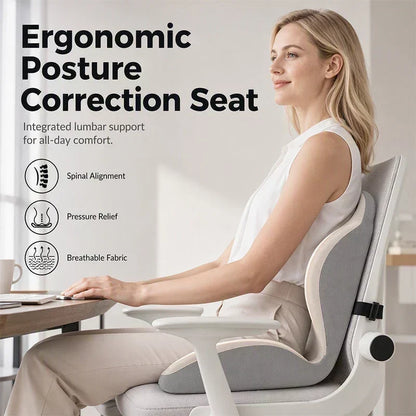 🔥50% KORTING!🔥 Ergonomisch Zitkussen van Memory Foam – Met Rugondersteuning, Ademend Ontwerp – Verbetert Houding, Verlicht Rugklachten – Voor Kantoor, Auto & Thuis! 🪑✨