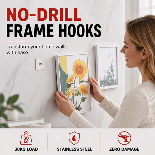 🔥FLASH SALE🔥 Borenvrije Ophanghaak – Zwaar Gebruik, Zelfklevend & RVS – Hang Wandkunst Zonder Gaten of Schade – 5x5cm – Voor Keuken, Badkamer & Woonkamer! 🖼️✨