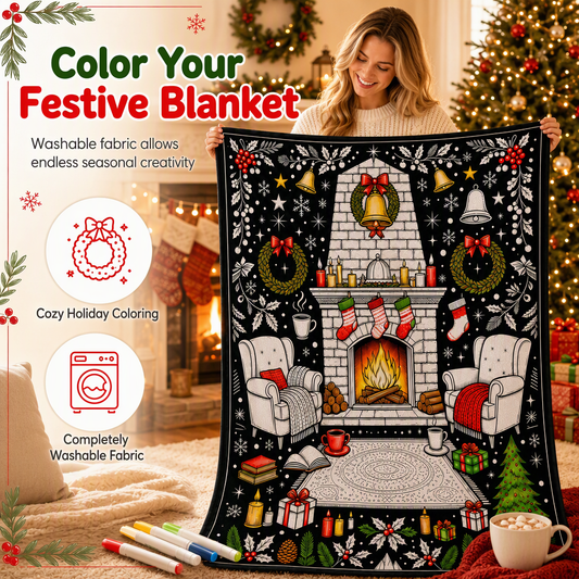 🔥FLASH SALE🔥 DIY Kerst Kleurdeken – Herbruikbaar Kleuroppervlak, Pluche Warmte – Inclusief Stiften – Wasbaar & Herbruikbaar – 130x150cm! 🎄✨