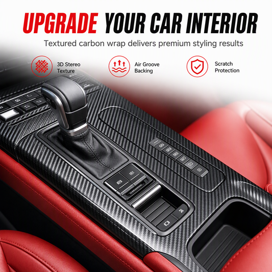🚗Zelfklevende Carbonlook Interieurfolie🚗 – 3D/6D Reliëf met Zelfklevende Montage – Ideaal voor Gladde Interieurpanelen & Decoratieve Oppervlakken ⚡