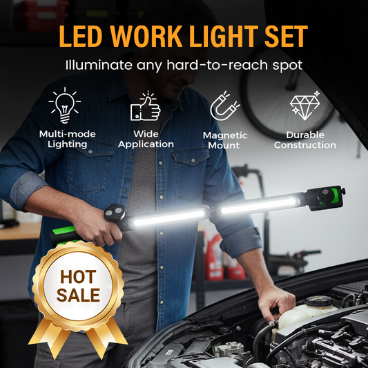 🥳2026 BESTSELLER🥾 LED-werklamp Set – 2-in-1 Modulair, 2200mAh – Magnetische Basis & Draaihaak, Type-C – 3 Standen, IP44 – Voor Auto, Werkplaats & Nood! 🛡️💨