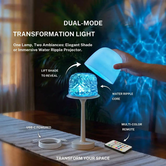 🥳2026 BESTSELLER🥾 Waterrimpel Tafellamp – Dual-Mode Nachtlamp & Projector, 16 Kleuren – Afstandsbediening, 2400mAh – USB Oplaadbaar – Cadeauwaardig! 🛡️💨
