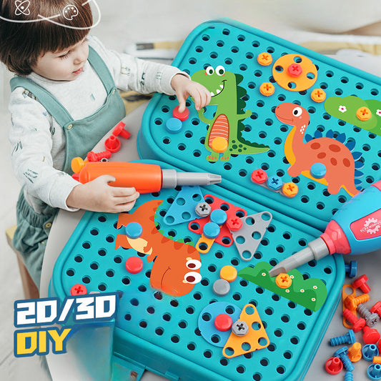🥳2026 BESTSELLER🥾 DIY Bouwspeelgoedset – 2D/3D Constructies, Elektrische Boormachine – STEM-vaardigheden, Veilig & Duurzaam ABS – Met Draagbare Opbergdoos! 🛡️💨