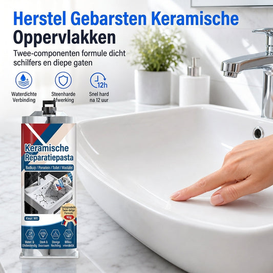 🔥 50% KORTING🔧 Keramiek Reparatieset – Voor Scheuren in Wastafels, Tegels en Porselein