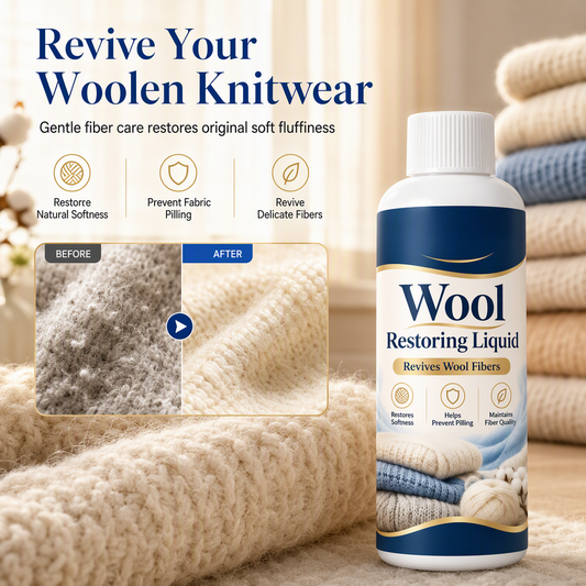 🥳2026 HOT SALE🥳💞50K+ VERKOCHT!🧶50% KORTING! Wol & Kasjmier Herstellende Verzorgingsoplossing – Diepe Vezelherleving, Stopt Pluizen – Eén Wekbeurt Vernieuwt Truien, Jassen & Dekens! 🛡️✨