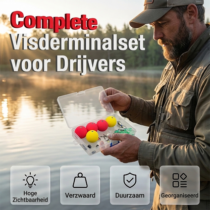 🔥FLASH SALE🔥 Complete Kit met Dobbers & Zinkers – HoogZichtbare Neonkleuren, HoogSchuim – Geïntegreerde Gewichtkern, Draagbare Tacklebox – 27/30mm – Rood & Geel! 🎣✨