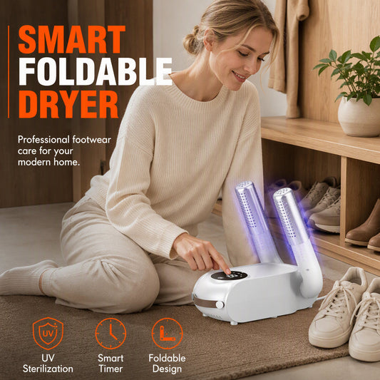 🔥FLASH SALE🔥 Opvouwbare Schoendroger – Slimme Timer, UV-Licht – Snelle Warme Lucht, Verstelbare Armen – 55°C – Wit, Grijs, Zwart of Beige – Ruimtebesparend! 👟✨