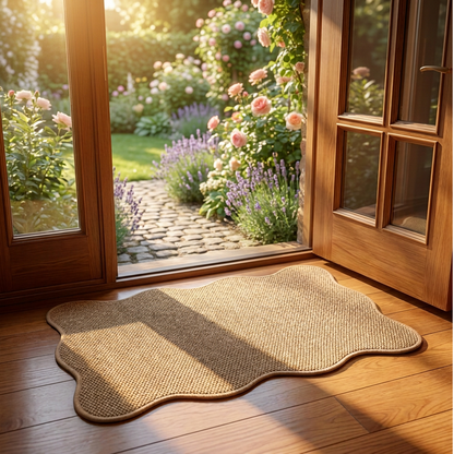 ⏰50% KORTING – LAATSTE KANS⏰ Antislip Faux Jute Loper – TPR-Onderkant, Rustieke Textuur – Duurzame Gestikte Randen, Golvende Vorm – 40x60cm – Natuurbruin! 🔥