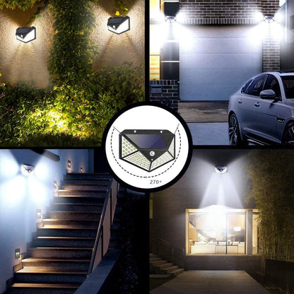 100 LED solar lampen buiten——super heldere wandlamp met bewegingssensor