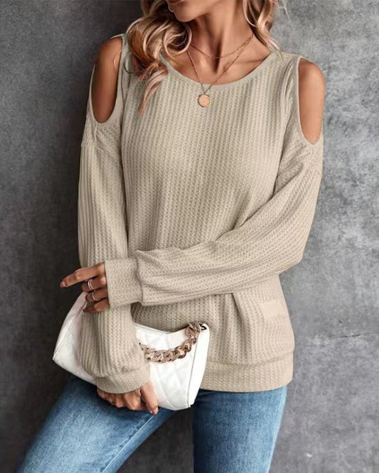 Off-the-shoulder, sexy t-shirt met lange mouwen