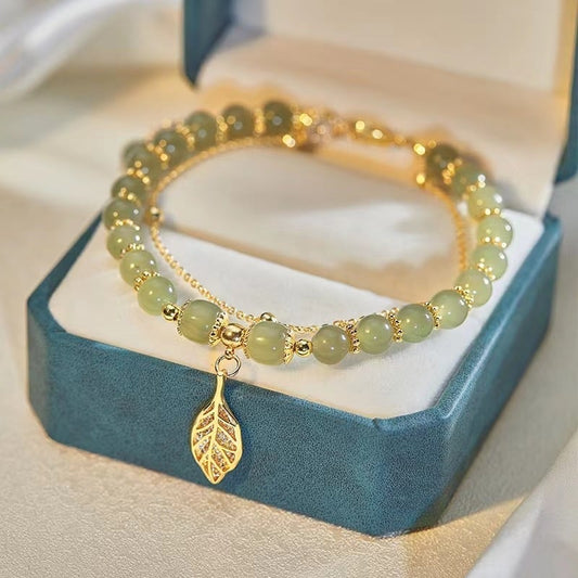 🔥Moederdag cadeau! 💖--Wotian Jade Geluksarmband van bladgoud