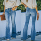 Vintage jeans met hoge taille en wijd uitlopende pijpen uit de jaren 70