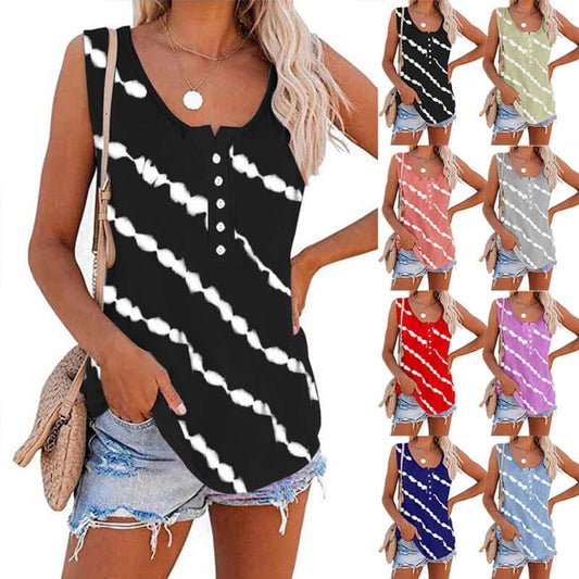 Zomer casual strepen knopen mouwloze tanktop