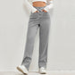 Casual damesbroek met rechte pijpen, elastische broek met hoge taille